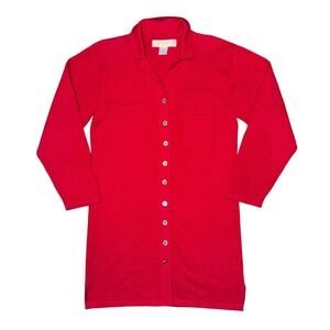 Arlotta Cashmere Long Red Cardigan Duster‎ Sweater Minimalist Quiet Luxury